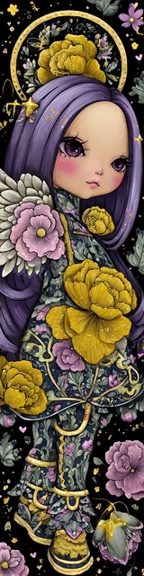 Free kawaii angel bookmark featuring lilac hair kawaii angel